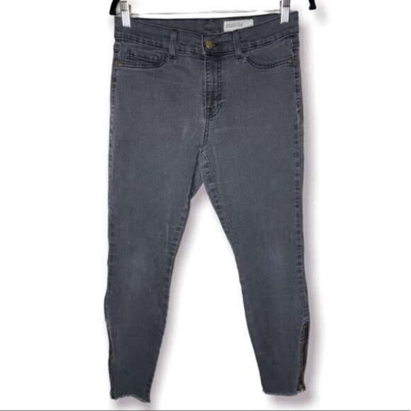 Pistola Size 29 Charcoal Distressed Denim Cropped Zipper Detail Ankle Jeans - Picture 1 of 9